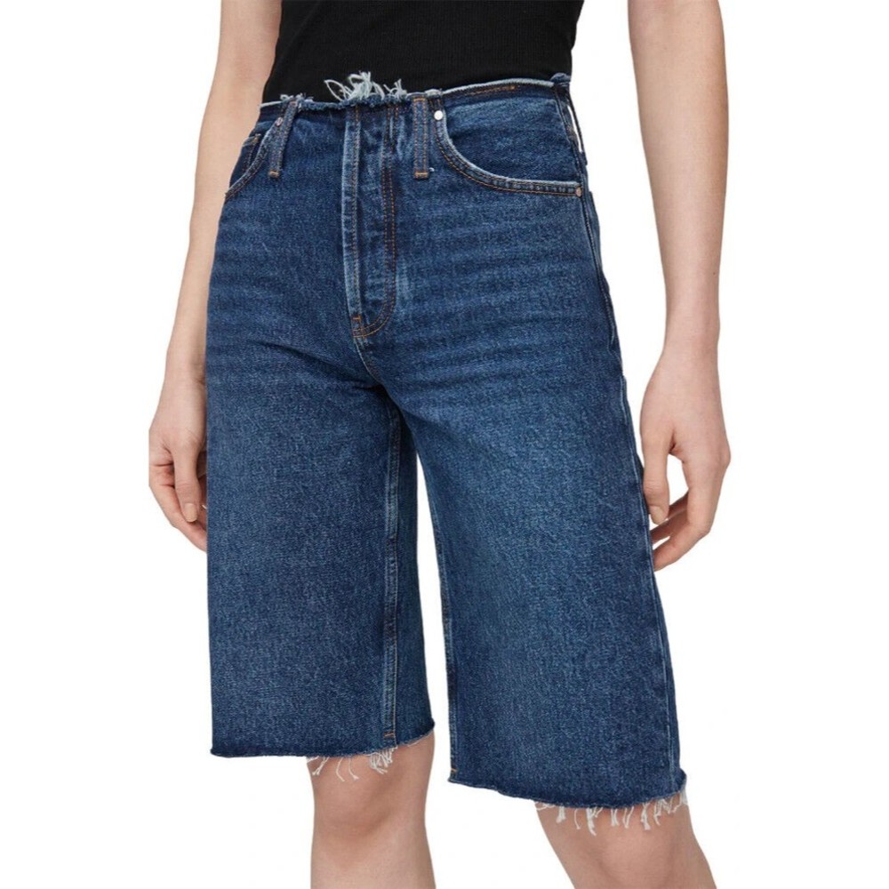 Anine Bing Gavin 1999 Denim Jean Shorts 29 Blue Cutoff 90s Long Bermuda Wide Leg - Picture 10 of 10